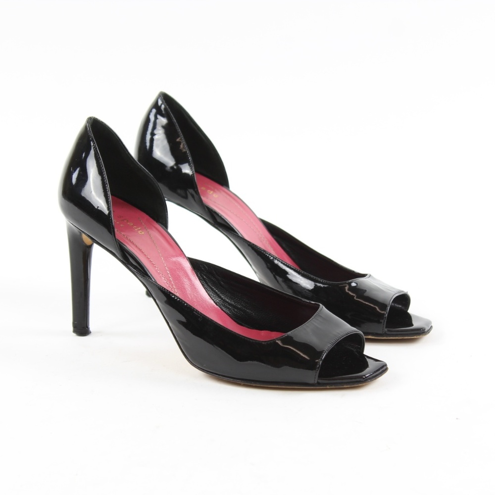 Kate Spade New York Black Patent Leather Peep Toe